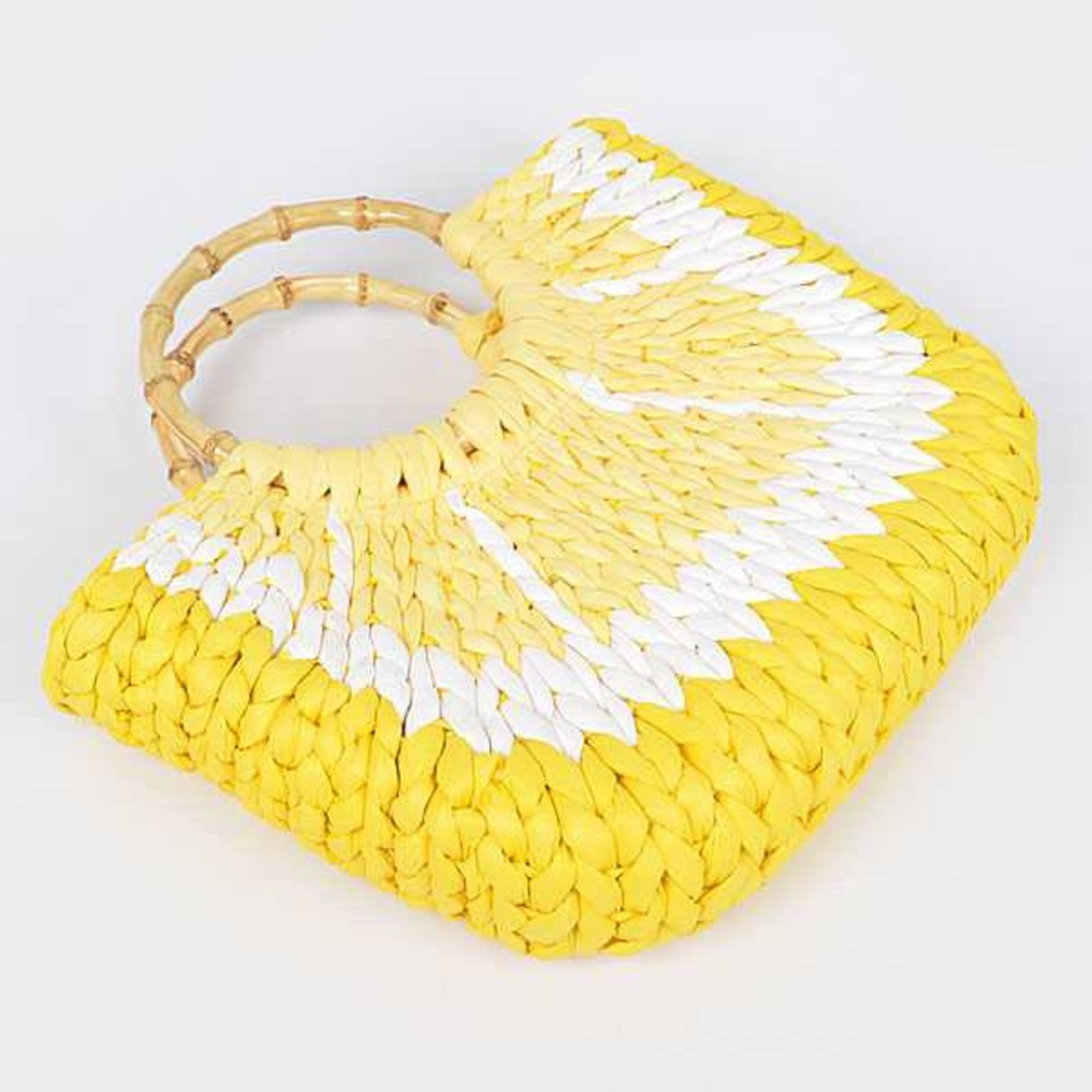 Yellow Lemon Straw Tote Bag - Picture 4 of 5
